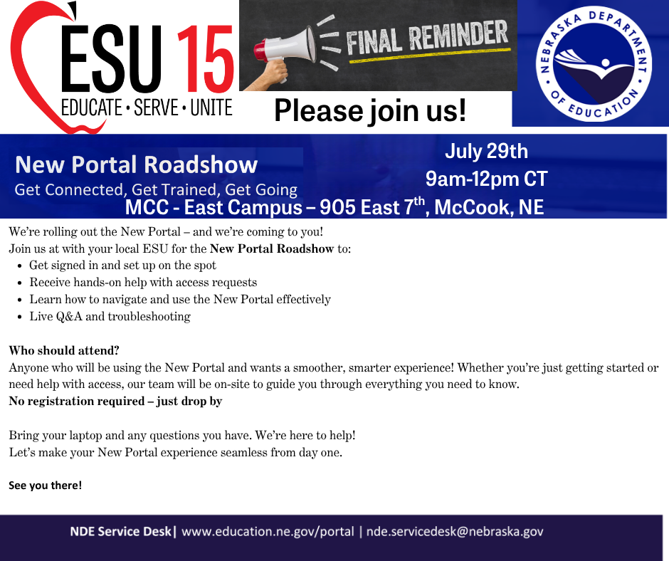 Final reminder for Portal Road Show 